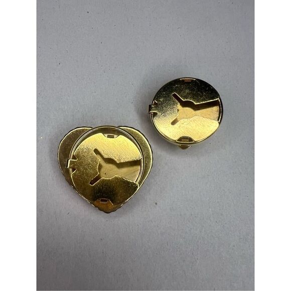 Vintage Heart Clothing Button Covers Set of 2 Gold Tone Embellished Jewelry - Picture 4 of 5
